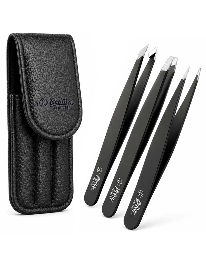Beauté Secrets Tweezers Set Great Precision Plucker for Facial Hair, Splinter and Ingrown Hair Removal