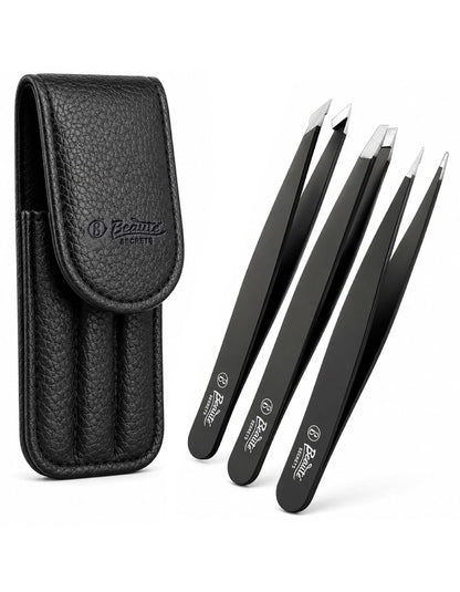 Beauté Secrets Tweezers Set Great Precision Plucker for Facial Hair, Splinter and Ingrown Hair Removal