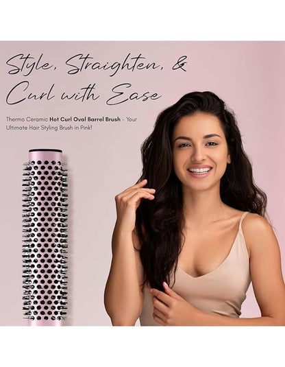 Beauté Secrets Thermo Ceramic Hot Curl Oval Barrel Brush,Roller Hair brush for Blow Drying