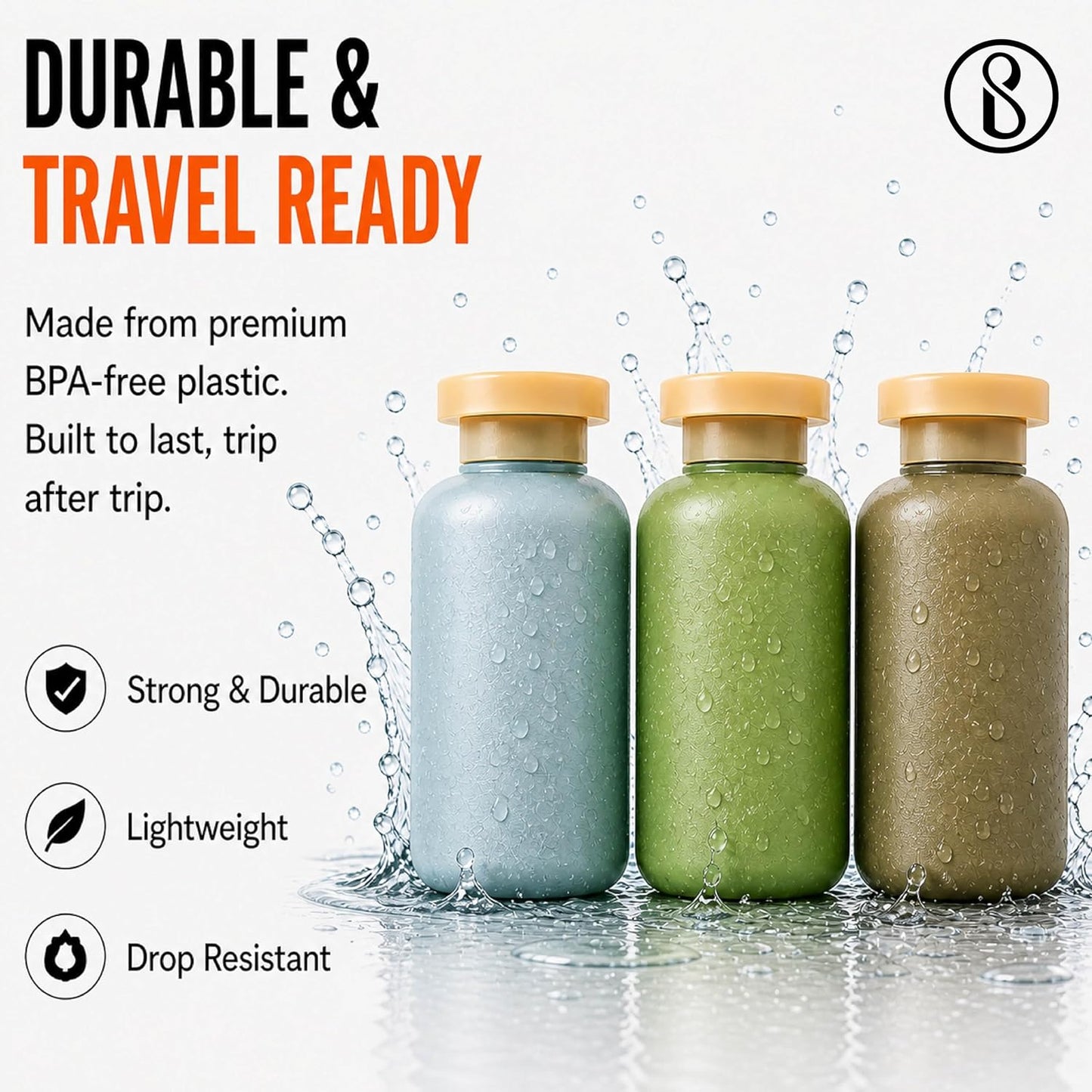 Beauté Secrets Travel Size Bottles Set of 3 | Leakproof Refillable Shampoo & Lotion Containers | Soft Squeeze Cosmetic Travel Bottles | TSA Approved Toiletry Bottles