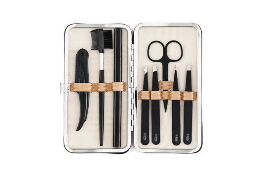 Beauté Secrets 8 Pcs Tweezers for Hair Remover, Eyebrow Plucker Kit,  Brush and Comb, Eyebrow Pencil, Face Razor for woman