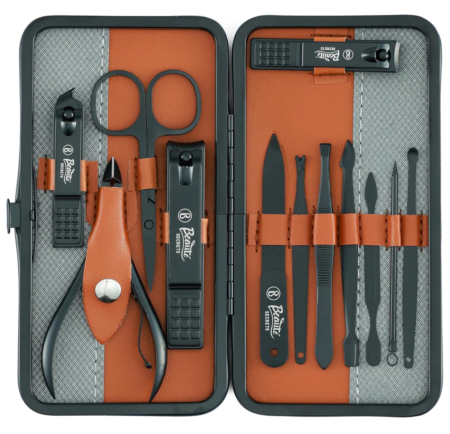 Beauté Secrets Nail Cutter Set 12 Pcs Nail Clipper Set with Nail Filer for Men & Women, Pedicure Kit for Thick Toenails & Fingernails, Manicure kit
