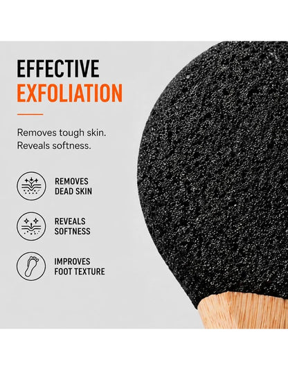 Beauté Secrets Double-Sided Pumice Stone Foot Scrubber with Wooden Handle | Callus Remover for Feet | Dead Skin & Cracked Heel Remover