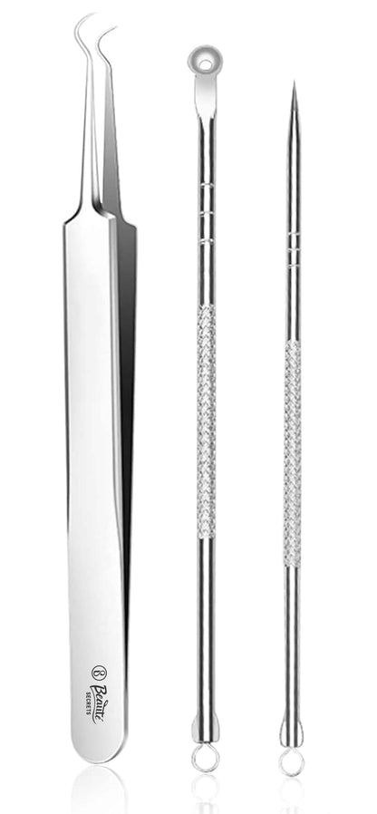 Beauté Secrets Acne Extractor Kit, Blackhead Tweezers and Needle, Pimple Remover tools