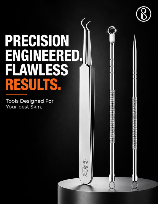 Beauté Secrets Acne Extractor Kit, Blackhead Tweezers and Needle, Pimple Remover tools