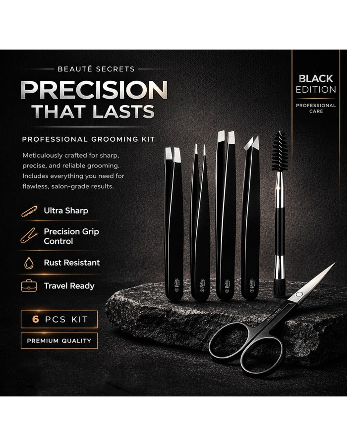 Beauté Secrets 6PCS Professional Eyebrow Tweezers Set for Women and Men