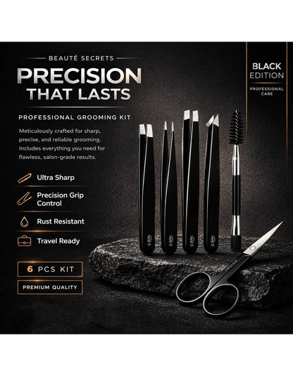 Beauté Secrets 6PCS Professional Eyebrow Tweezers Set for Women and Men