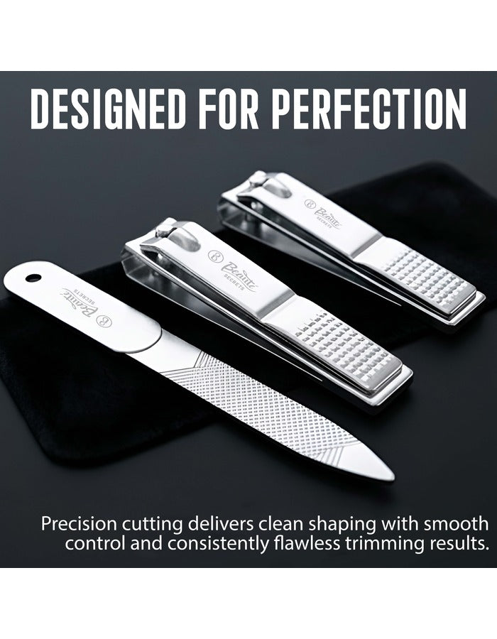 Beauté Secrets 9-in-1 Tweezers & Nail Cutter Set for Men & Women | Plucker for Hair Removal | Eyebrow Tweezers, Nail File, Scissors & Travel Case – Manicure Pedicure Grooming Set