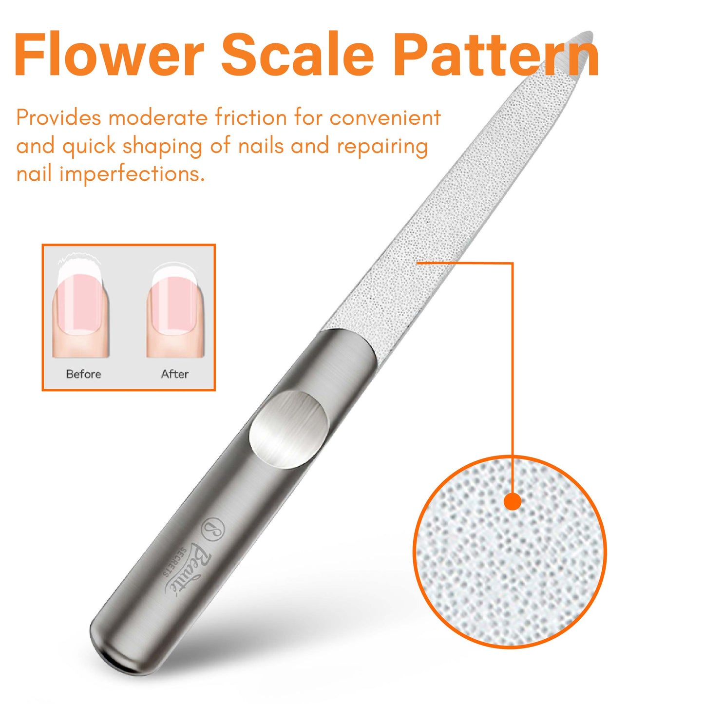 Beauté Secrets Premium Stainless Steel Nail File with Leather Case | Professional Metal Nail Filer for Smooth Shaping | Durable, Reusable Manicure Pedicure Tool for Women & Men