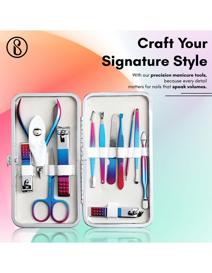 Beauté Secrets Manicure Set, 12 PCS Manicure Kit with Fingernail Clippers