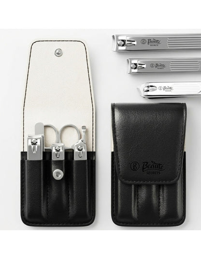 Beauté Secrets Nail Clipper Set – Nail Cutter Set, Manicure Pedicure Kit, Stainless Steel Nail Grooming Kit with PU Leather Case, Portable Travel Nail Kit for Men & Women