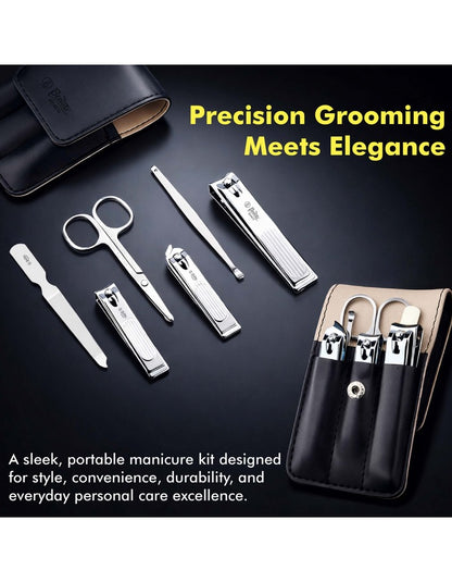 Beauté Secrets Nail Clipper Set – Nail Cutter Set, Manicure Pedicure Kit, Stainless Steel Nail Grooming Kit with PU Leather Case, Portable Travel Nail Kit for Men & Women