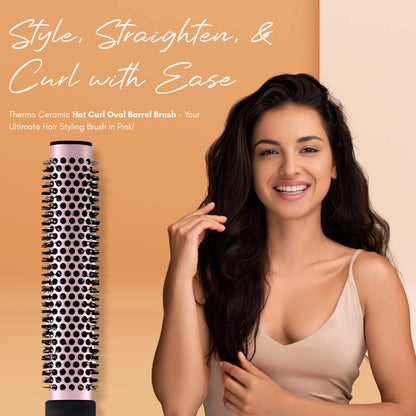 Beauté Secrets Thermo Ceramic Hot Curl Oval Barrel Brush,for Blow-Drying