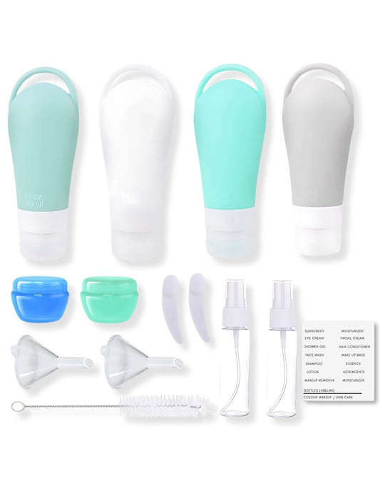 Beauté Secrets 13pcs Travel Bottles for Toiletries 90ML Portable Leak Proof Silicone Containers