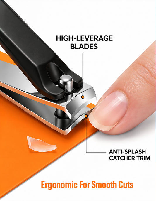 Beauté Secrets Premium Nail Cutter for Men & Women | Stainless Steel Nail Clipper with Magnetic Case | Anti Splash Design | Sharp for Thick Nails, Black