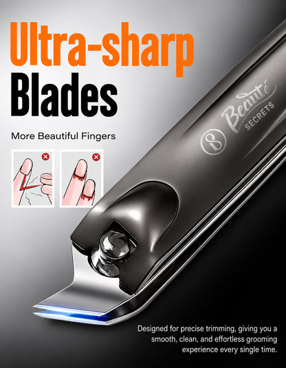 Beauté Secrets Ingrown Nail Clipper with Slanted Curved Blade | Stainless Steel Toenail Cutter for Thick Nails | Angled Precision Nail Clippers for Seniors, Men & Women | Anti-Slip Grip Nail Cutter, Silver
