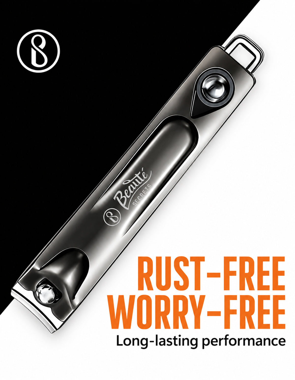 Beauté Secrets Adult Nail Cutter with Inbuilt Nail Filer | Premium Stainless Steel Nail Clipper | Ultra Sharp Heavy Duty Nail Trimmer for Men & Women | Professional Grooming Tool