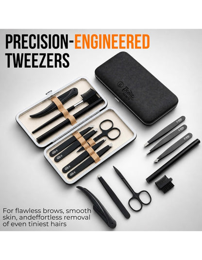 Beauté Secrets 6PCS Professional Eyebrow Tweezers Set for Women and Men, Premium Stainless Steel Tweezer Kit, Best Tweezers Precision for Ingrown Hair, Facial Hair, Eyebrows Plucking