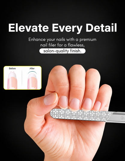 Beauté Secrets Premium Stainless Steel Nail File with Protective Case | Professional Double-Sided Nail Filer for Smooth Shaping For Women & Men