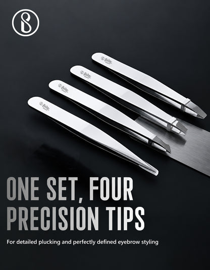 Beauté Secrets 9-in-1 Tweezers & Nail Cutter Set for Men & Women | Plucker for Hair Removal | Eyebrow Tweezers, Nail File, Scissors & Travel Case – Manicure Pedicure Grooming Set