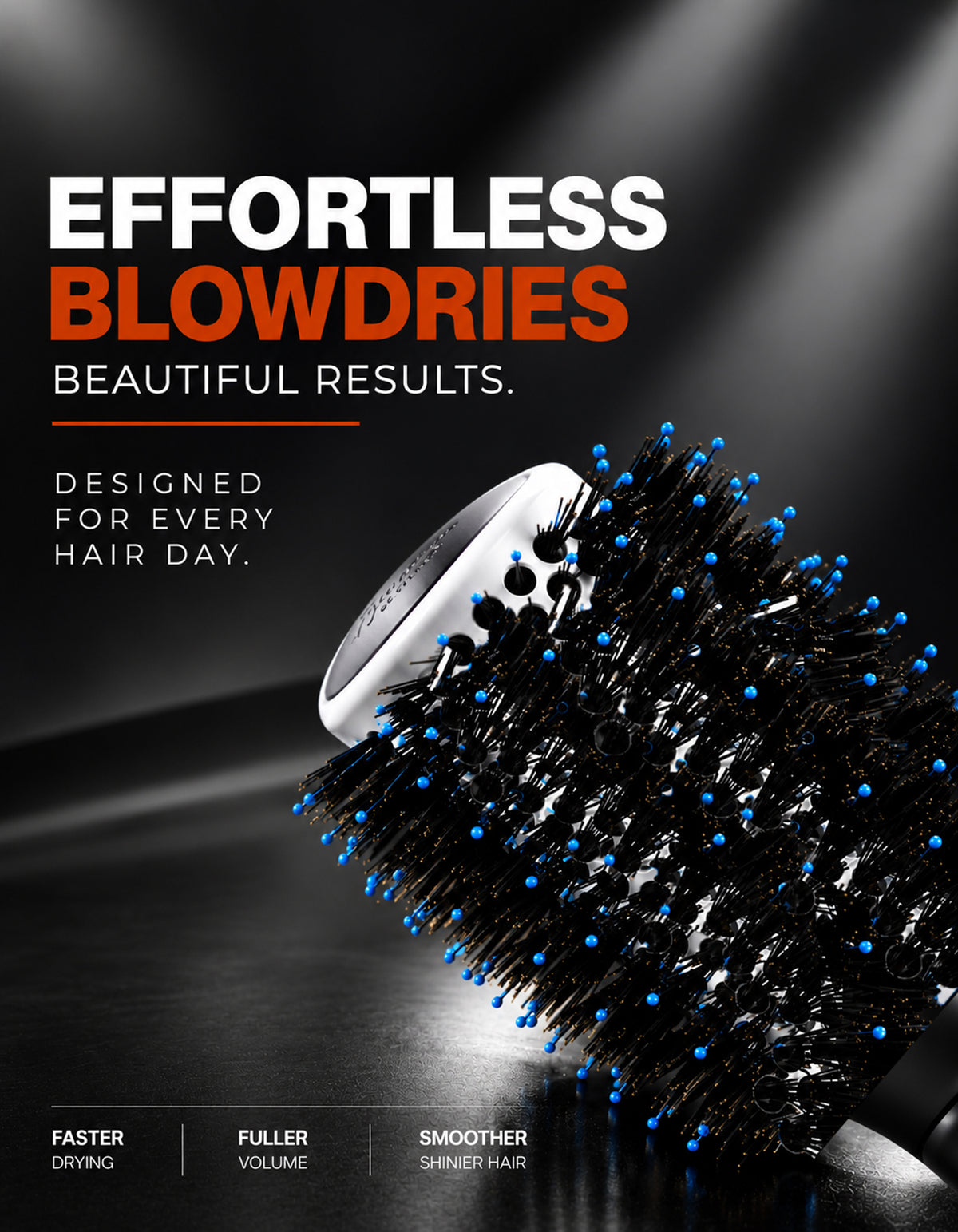 Beauté Secrets 43 mm Round Hair Dryer Brush with Boar and Nylon Bristles