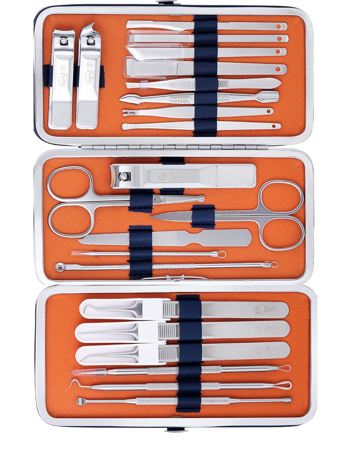 Beauté Secrets Manicure Set, 22 in 1 Stainless Steel Professional Pedicure Kit Nail Scissors Grooming Kit