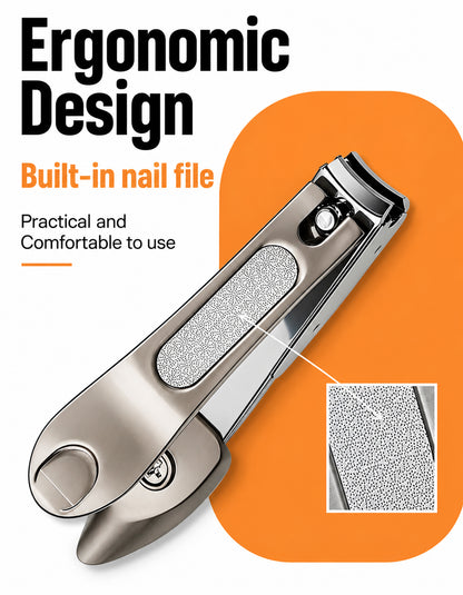 Beauté Secrets Nail Clippers with Nail File, Anti Splash Nail Clipper Set for Thick Nails,Medical Grade Stainless Steel Professional Nail Cutter,Sharp and Durable fingernail Clipper for Men and Women(Gold)