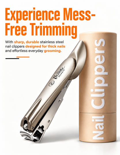 Beauté Secrets Nail Clippers with Nail File, Anti Splash Nail Clipper Set for Thick Nails,Medical Grade Stainless Steel Professional Nail Cutter,Sharp and Durable fingernail Clipper for Men and Women(Gold)