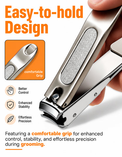 Beauté Secrets Nail Clippers with Nail File, Anti Splash Nail Clipper Set for Thick Nails,Medical Grade Stainless Steel Professional Nail Cutter,Sharp and Durable fingernail Clipper for Men and Women(Gold)