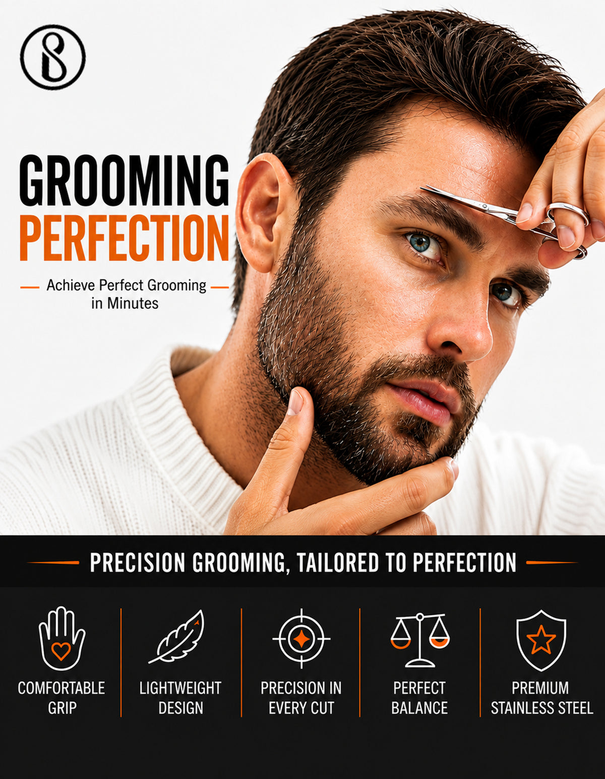 Beauté Secrets Nose Hair Scissors & Grooming Set (Pack of 2) – Ear, Facial, Eyebrow, Beard & Moustache Scissors with Storage Box