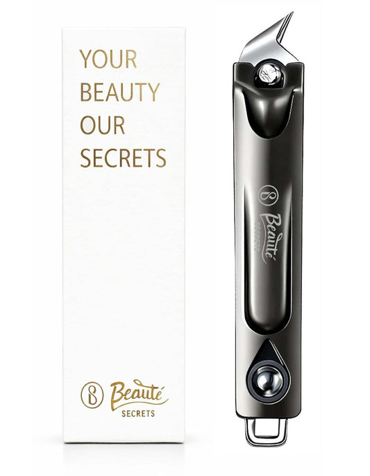 Beauté Secrets Ingrown Nail Clipper with Slanted Curved Blade | Stainless Steel Toenail Cutter for Thick Nails | Angled Precision Nail Clippers for Seniors, Men & Women | Anti-Slip Grip Nail Cutter, Silver
