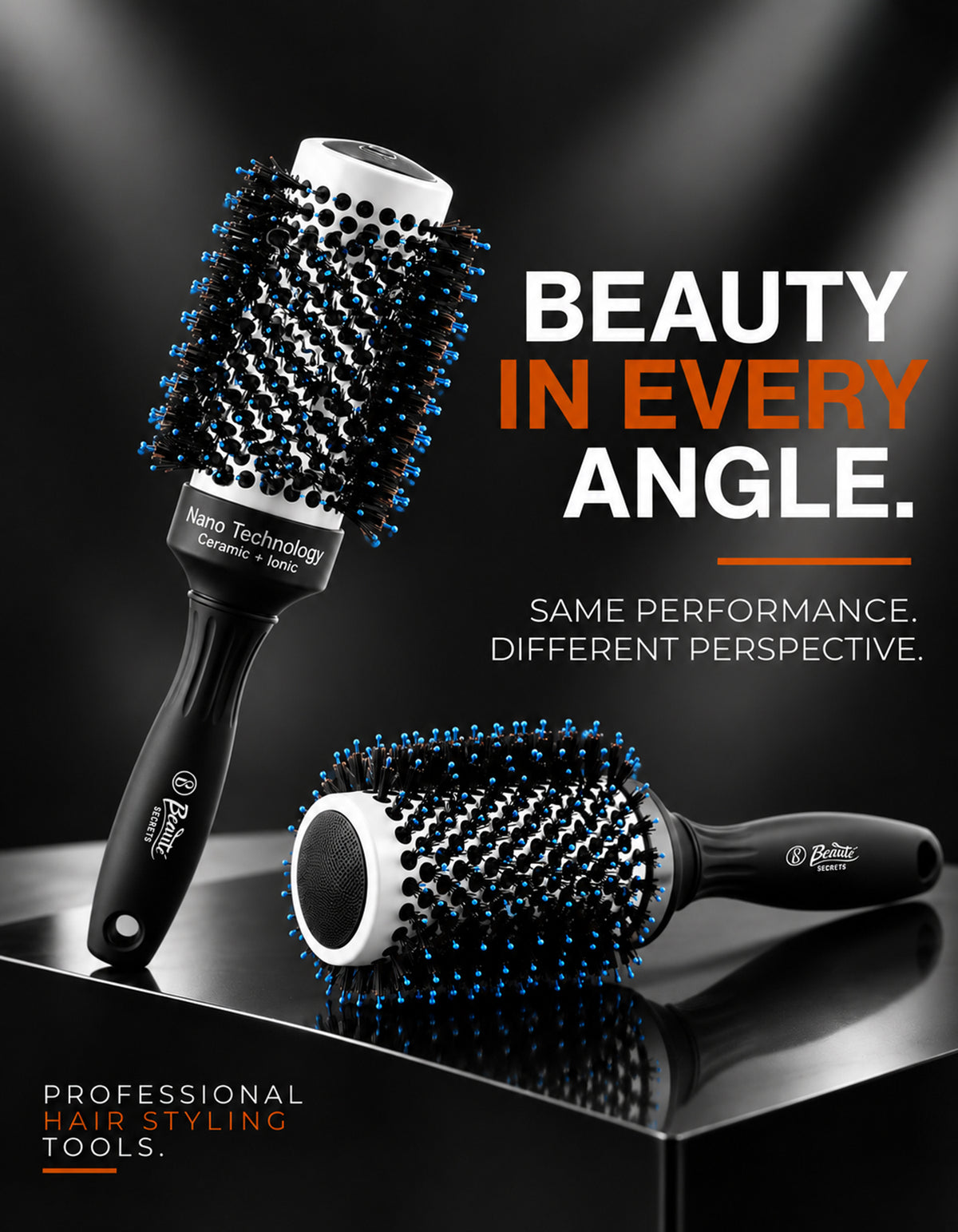 Beauté Secrets 43 mm Round Hair Dryer Brush with Boar and Nylon Bristles