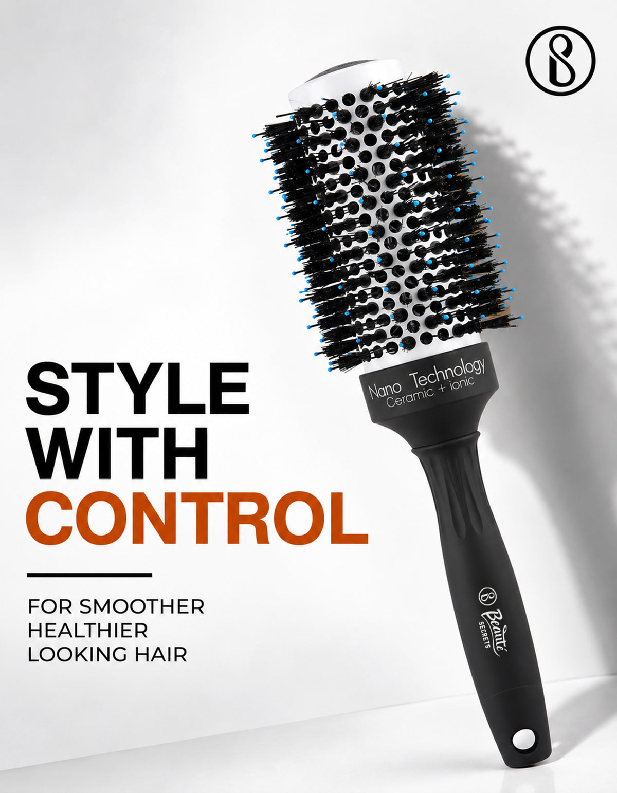 Beauté Secrets 43 mm Round Hair Dryer Brush with Boar and Nylon Bristles