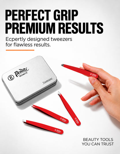 Beauté Secrets Tweezers Set - Professional Stainless Steel Tweezers