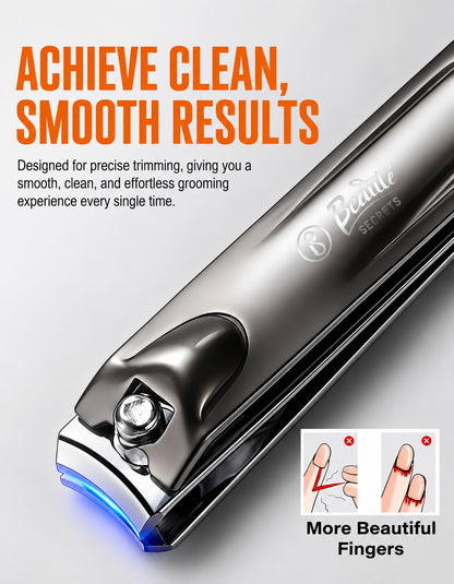 Beauté Secrets Adult Nail Cutter with Inbuilt Nail Filer | Premium Stainless Steel Nail Clipper | Ultra Sharp Heavy Duty Nail Trimmer for Men & Women | Professional Grooming Tool