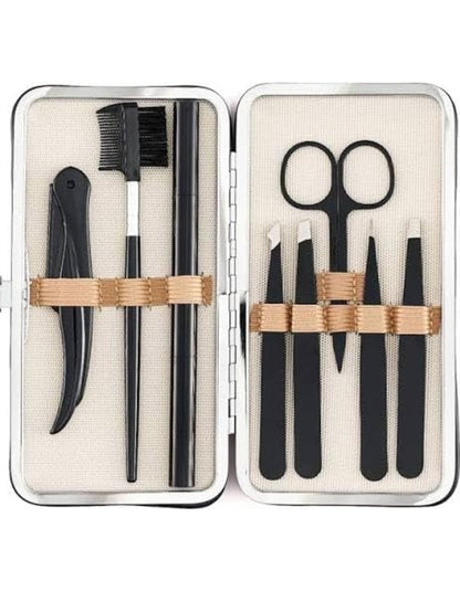 Beauté Secrets 6PCS Professional Eyebrow Tweezers Set for Women and Men, Premium Stainless Steel Tweezer Kit, Best Tweezers Precision for Ingrown Hair, Facial Hair, Eyebrows Plucking