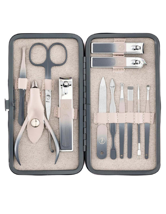 Beauté Secrets 12 in 1 Nail Cutter Set | Manicure Pedicure Kit for Women & Men | Grooming Kit with Nail Clippers | Nail Art Kit | Nail Cutter for Men Pink
