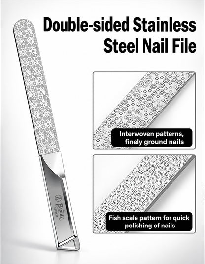 Beauté Secrets Premium Stainless Steel Nail File with Protective Case | Professional Double-Sided Nail Filer for Smooth Shaping For Women & Men