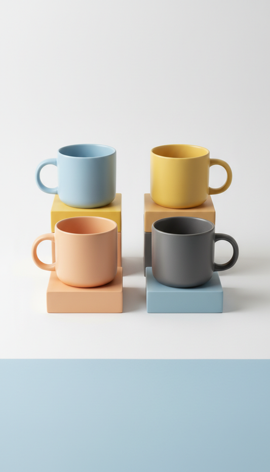 Minimalist ceramic mug set for two