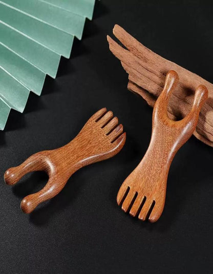 Beauté Secrets Head Massager for Scalp | Wooden Gua Sha Fork Massage Tool | Hair Growth Scalp Massage