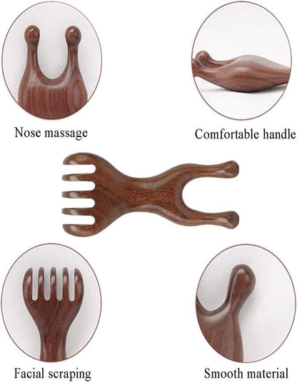 Beauté Secrets Head Massager for Scalp | Wooden Gua Sha Fork Massage Tool | Hair Growth Scalp Massage
