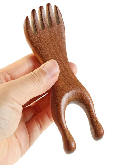 Beauté Secrets Head Massager for Scalp | Wooden Gua Sha Fork Massage Tool | Hair Growth Scalp Massage