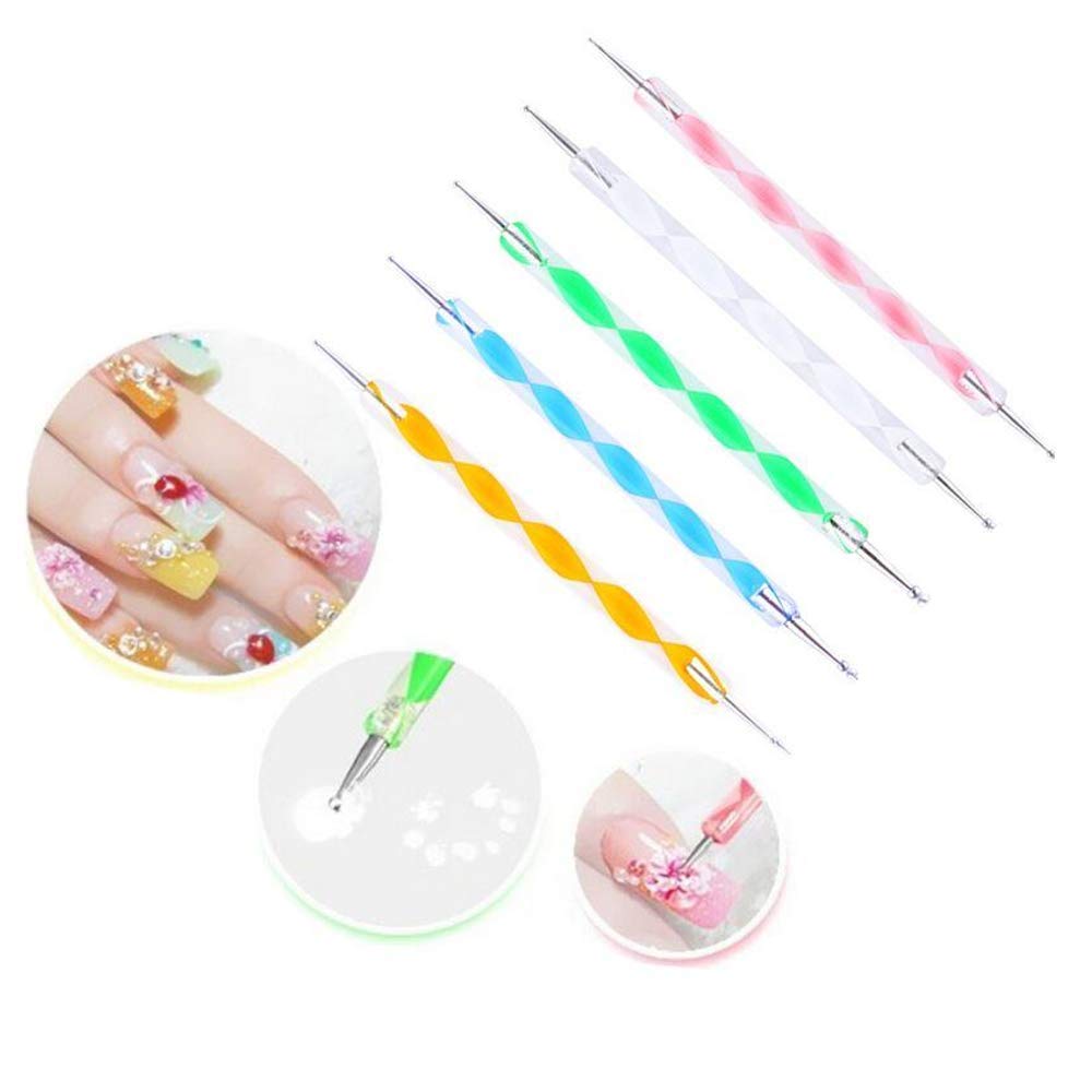 Beauté Secrets 5 pcs Nail Art Dotting Marbleizing Tool Pen for Nail Decoration Stamping